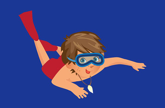 swimming boy custom illustration